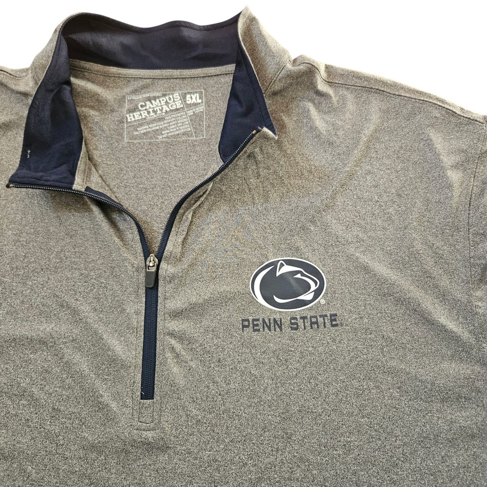 Campus Heritage Penn State Nittany Lions Gray Quarter Zip Pullover Mens 5XL
